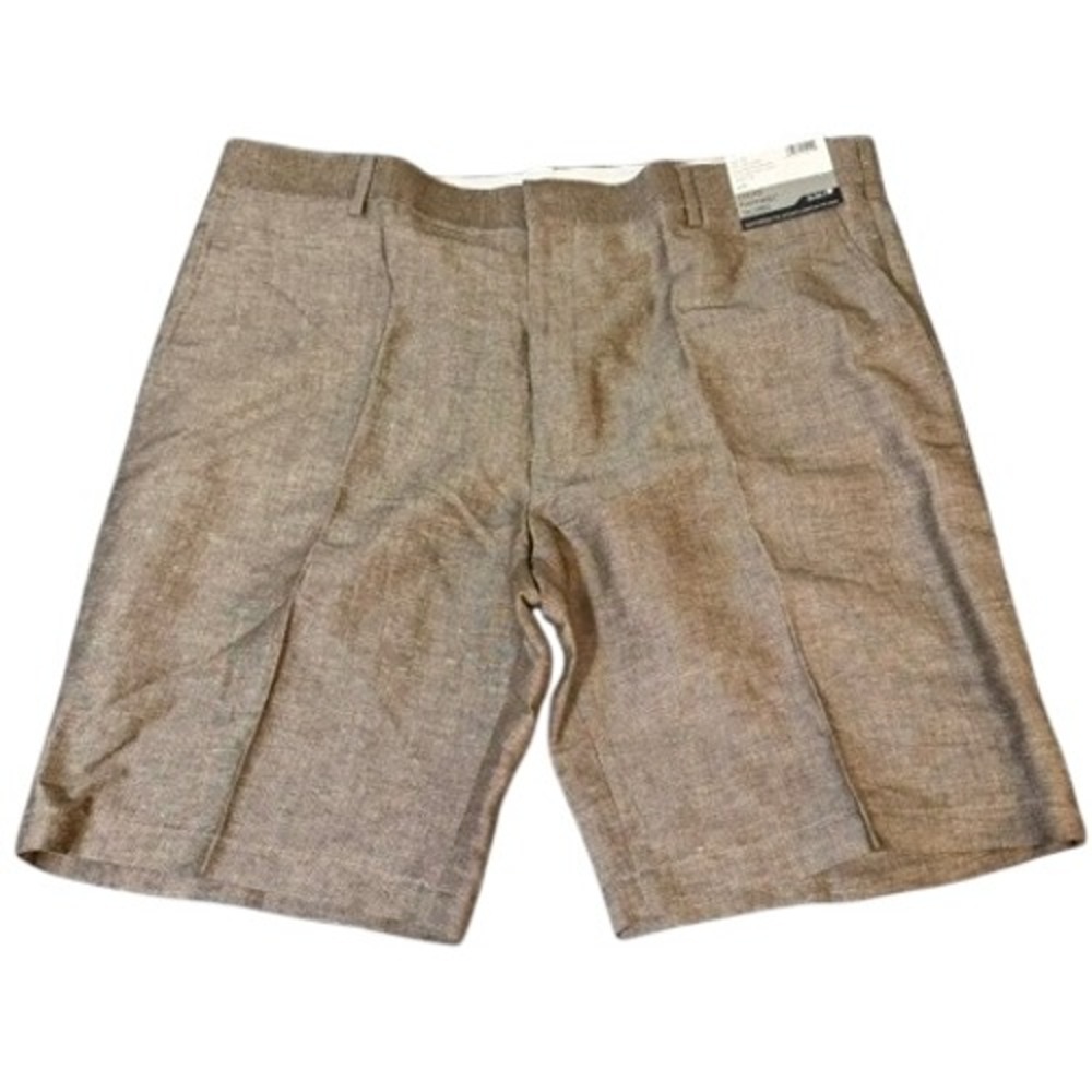 Louis Raphael Mens 40 Slim Fit Linen Blend Shorts Wheat Brown Flat Front NWT